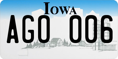 IA license plate AGO006