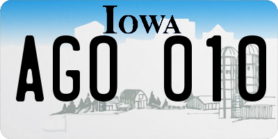 IA license plate AGO010