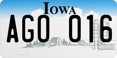 IA license plate AGO016