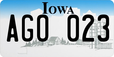 IA license plate AGO023