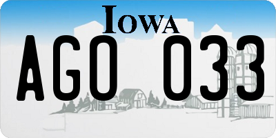 IA license plate AGO033
