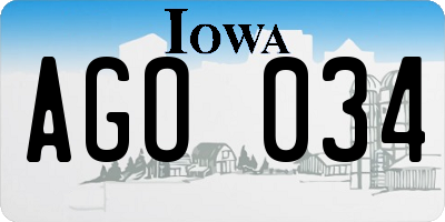 IA license plate AGO034