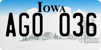 IA license plate AGO036