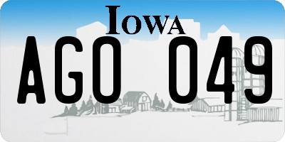 IA license plate AGO049