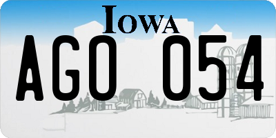 IA license plate AGO054