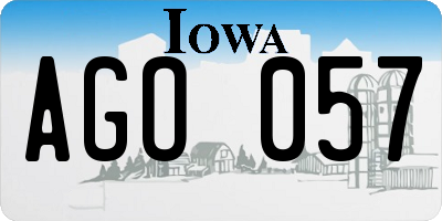 IA license plate AGO057