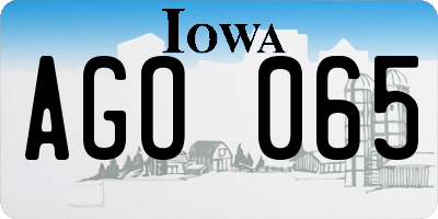 IA license plate AGO065