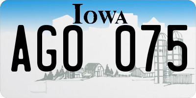 IA license plate AGO075