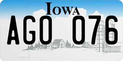 IA license plate AGO076