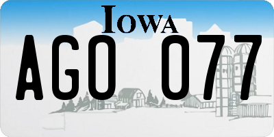 IA license plate AGO077