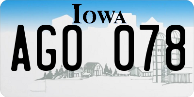 IA license plate AGO078