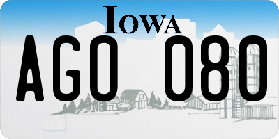 IA license plate AGO080