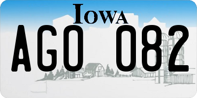 IA license plate AGO082