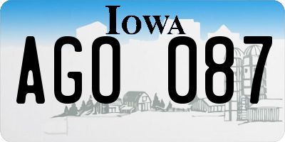 IA license plate AGO087