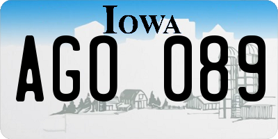 IA license plate AGO089