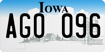 IA license plate AGO096