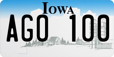 IA license plate AGO100