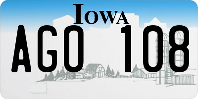IA license plate AGO108