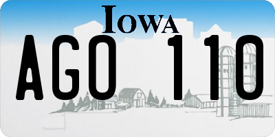 IA license plate AGO110