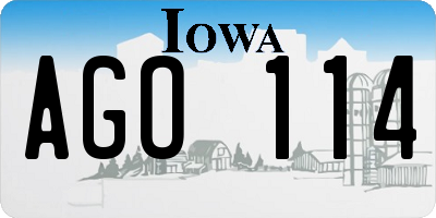 IA license plate AGO114