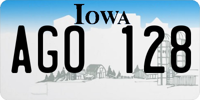 IA license plate AGO128