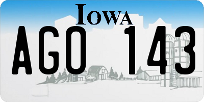 IA license plate AGO143