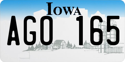 IA license plate AGO165
