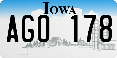 IA license plate AGO178