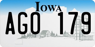 IA license plate AGO179