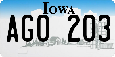 IA license plate AGO203