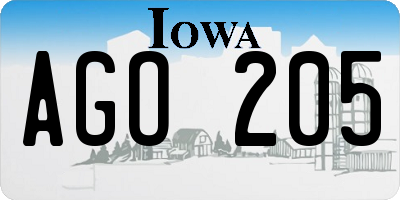 IA license plate AGO205