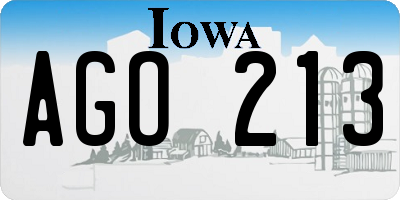 IA license plate AGO213