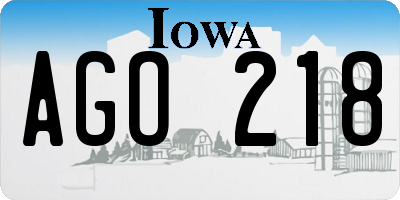 IA license plate AGO218