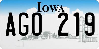 IA license plate AGO219