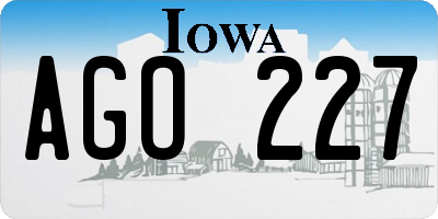 IA license plate AGO227