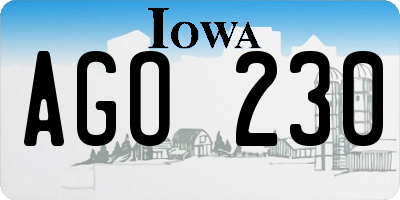 IA license plate AGO230