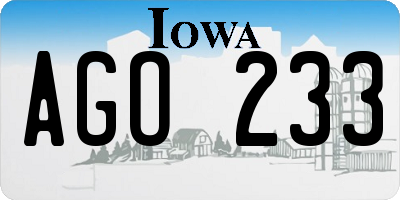 IA license plate AGO233