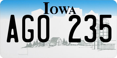 IA license plate AGO235