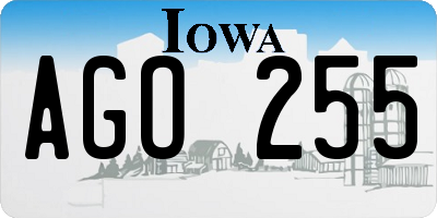 IA license plate AGO255