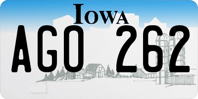 IA license plate AGO262