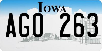 IA license plate AGO263