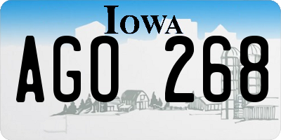 IA license plate AGO268