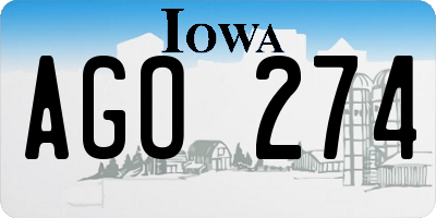IA license plate AGO274