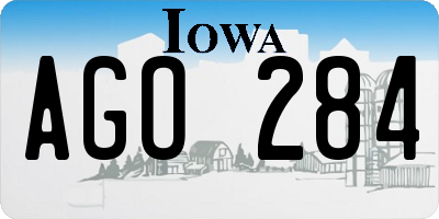 IA license plate AGO284