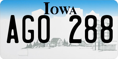 IA license plate AGO288