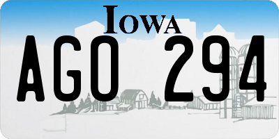 IA license plate AGO294