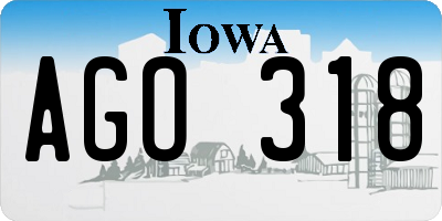 IA license plate AGO318