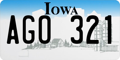 IA license plate AGO321