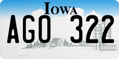 IA license plate AGO322