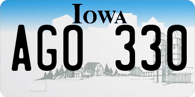 IA license plate AGO330